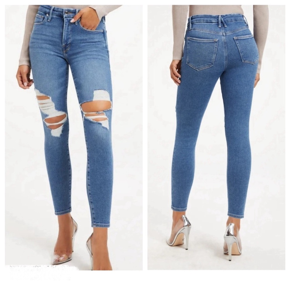 Good American Denim Skinny Sculpting Good Legs Crop Jeans Indigo Womens Sz 6 NEW
